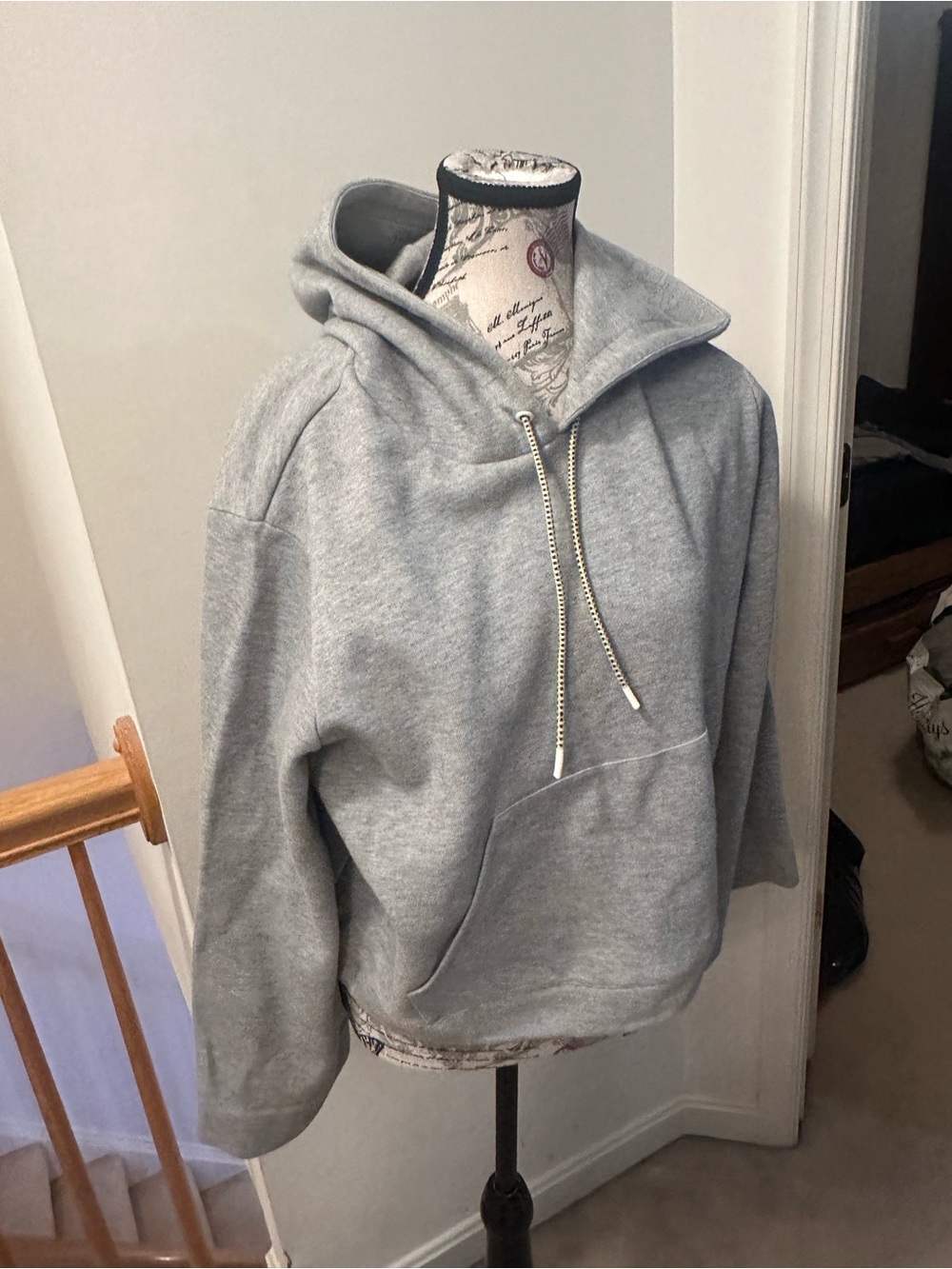 J. Crew Light Gray Cropped Hooded Sweatshirt